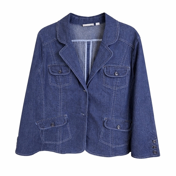 Denim&Co Jackets & Blazers - Denim & Co Retro Vintage Distressed Denim Jacket Sz 2X
